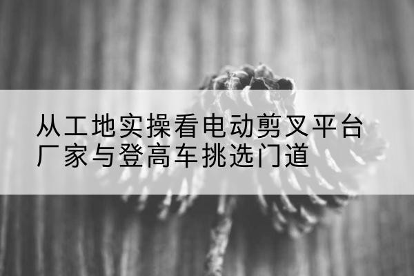 新洲电动剪叉升降平台厂家-从工地实操看电动剪叉平台厂家与登高车挑选门道